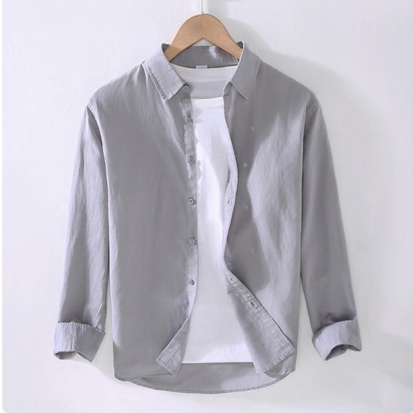 Casual Linen Cotton Long Sleeve Grey